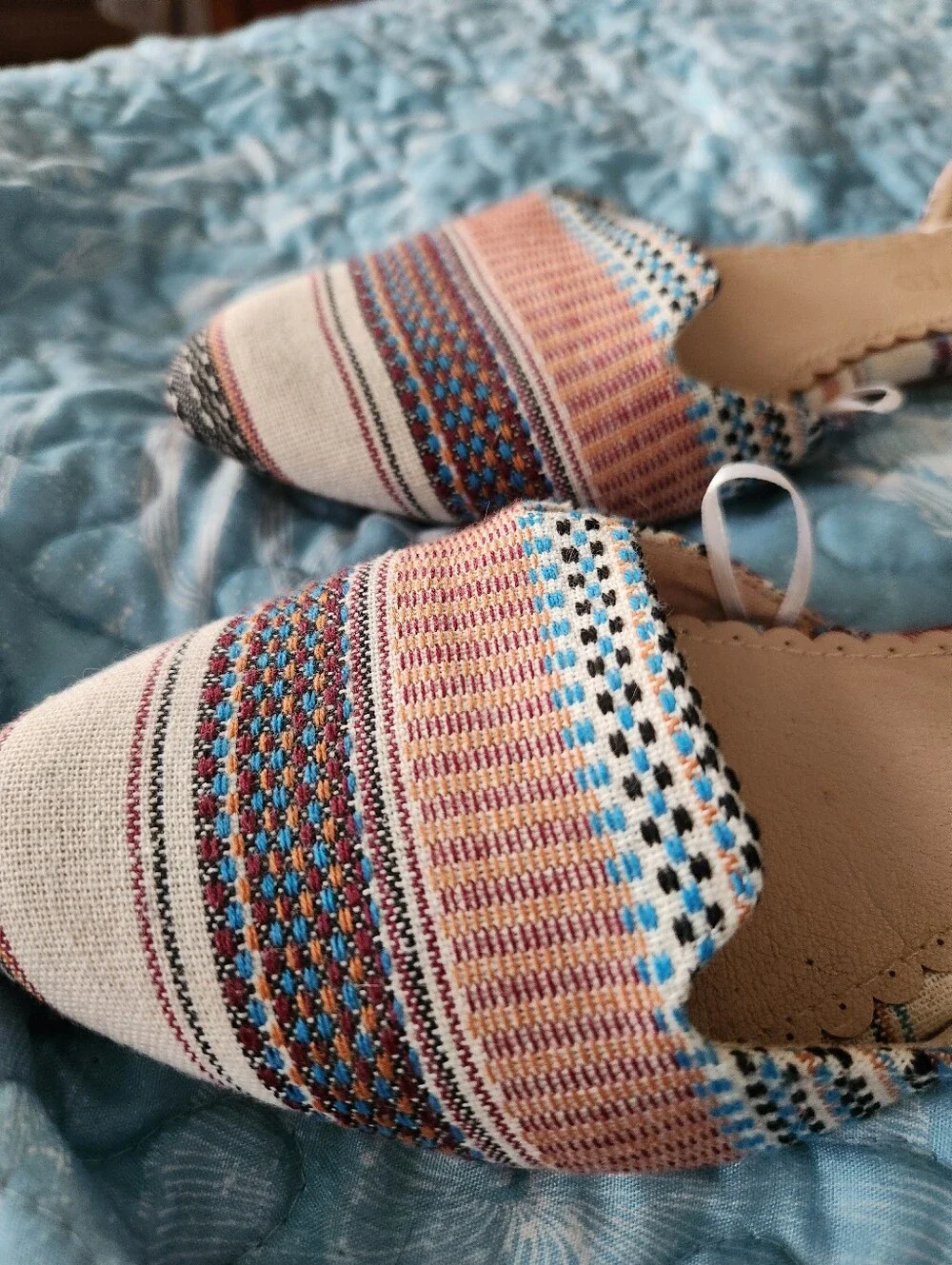 Restricted Multicolor Woven D'Orsay Flats - Pink & Blue